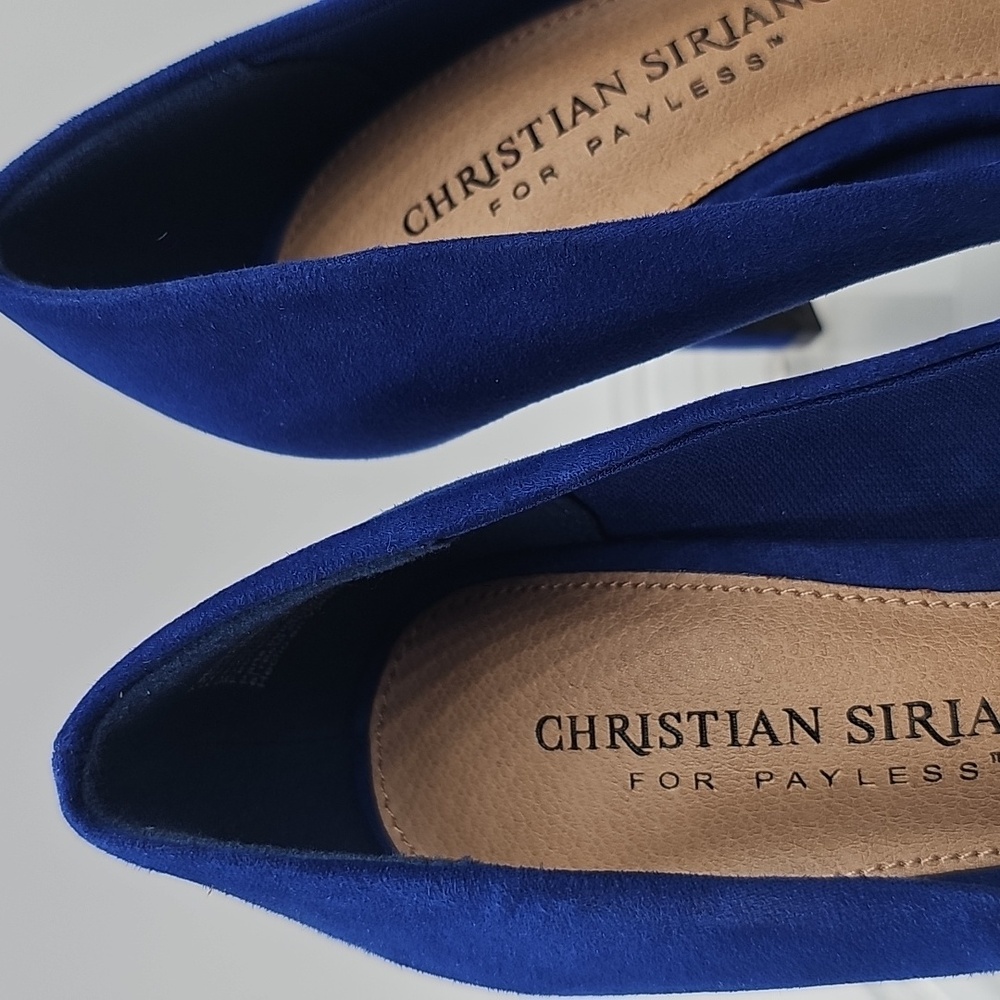 K Christian Siriano Blue Suede Heels Sz 5 - Picture 6 of 13